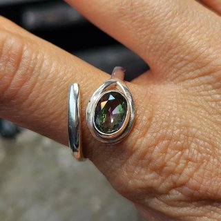 Anillo Plata 925 Topacio Místico Ajustable