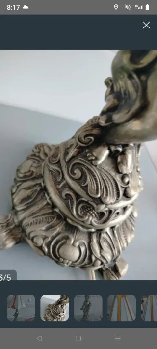 Lámpara antigua bronce querubín