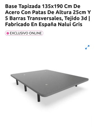 Base tapizada 135x190cm con 5 barras