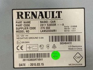 Dacia 259156761r pantalla gps sandero ii 1.5 61275