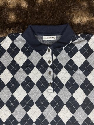 Lacoste Polo Shirt Diamond Pattern Womens Size M