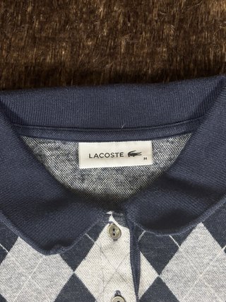 Lacoste Polo Shirt Diamond Pattern Womens Size M