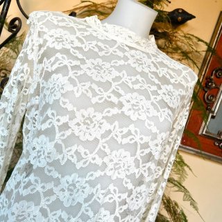 Mini abito/casacca pizzo vintage bianco