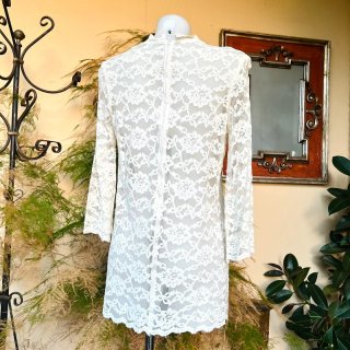 Mini abito/casacca pizzo vintage bianco