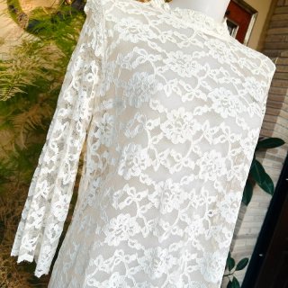 Mini abito/casacca pizzo vintage bianco