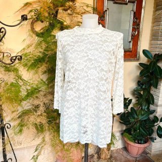 Mini abito/casacca pizzo vintage bianco