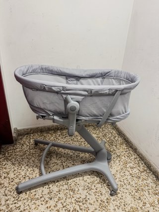Trona y minicuna bebé 2 en 1 gris