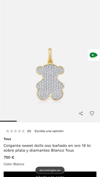Colgante Oso Tous Dorado y Plateado