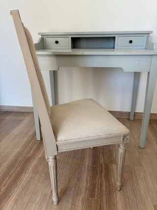 Silla Becara Beige Tapizada Madera