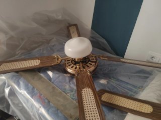 2 Ventiladores de Techo Madera y Dorado