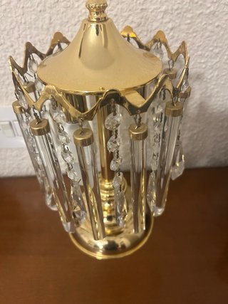 Lámpara Techo Cristal Dorada + 2 Mesita
