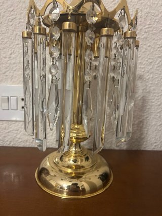 Lámpara Techo Cristal Dorada + 2 Mesita