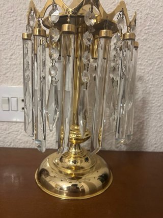 Lámpara Techo Cristal Dorada + 2 Mesita
