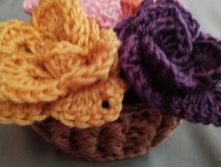 Cesta Crochet Flores Posavasos