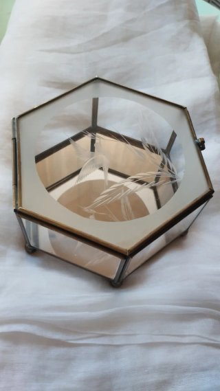 Caja joyero cristal tallado espejo