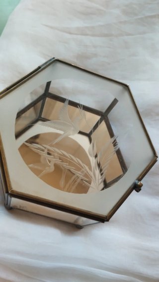 Caja joyero cristal tallado espejo