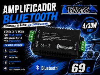 Amplificador Bluetooth 4x30W RMS para Barco
