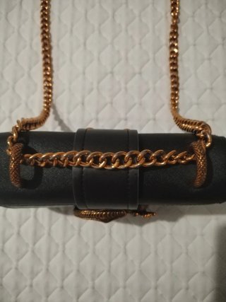 Bolso Negro con Detalle Serpiente Dorado