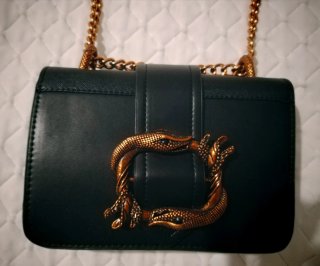 Bolso Negro con Detalle Serpiente Dorado