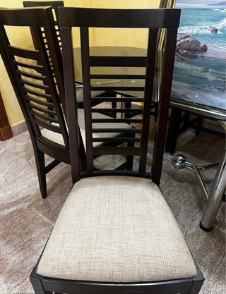 4 Sillas Comedor Tela y Madera
