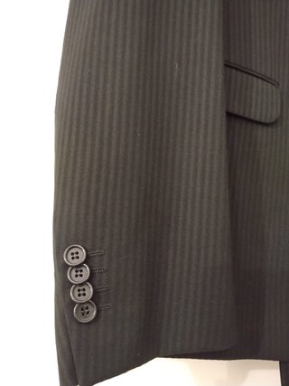 Abito Gessato Nero Super 120's Lana Elegante