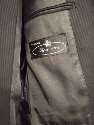 Abito Gessato Nero Super 120's Lana Elegante