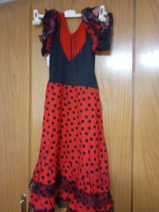 Vestido Flamenco Niña Negro y Rojo