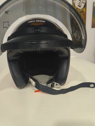 Casco Jet Harley Davidson Negro y Rojo