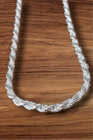 Cadena Cordón Salomónico Plata 925 Maciza 50cm