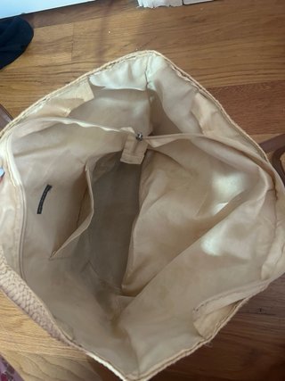 Bolso de rafia beige y marrón