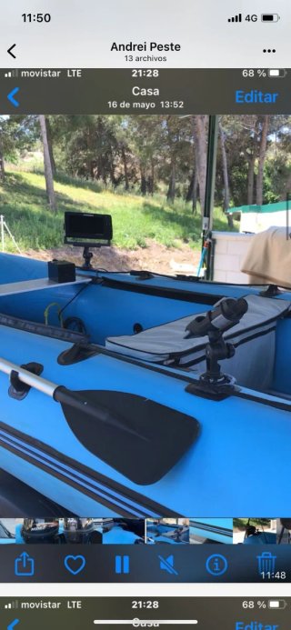 Barco con motor gasolina y eléctrico