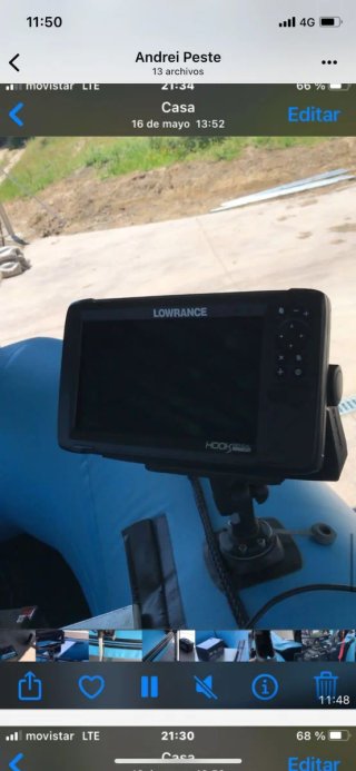 Barco con motor gasolina y eléctrico