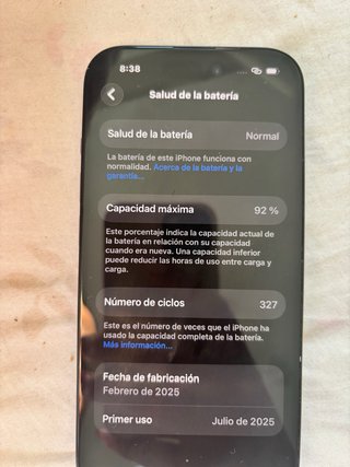 iPhone 15 256 GB Batería 92%