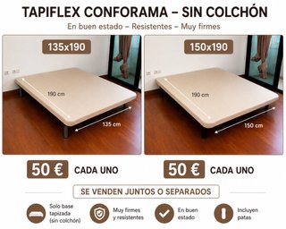 Bases Tapiflex Conforama 135x190 y 150x190