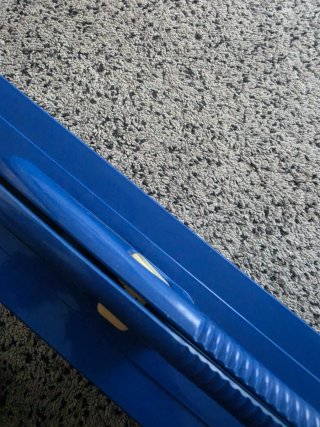 Mesa de camping plegable azul y plateada 4 asiento