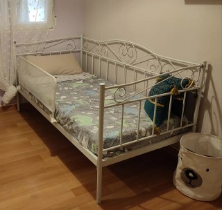 Cama individual forja blanca 90cm