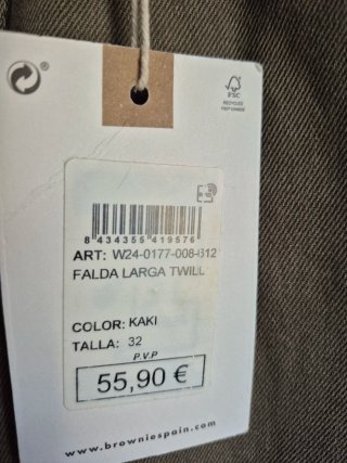 Falda larga Brownie verde sin estrenar
