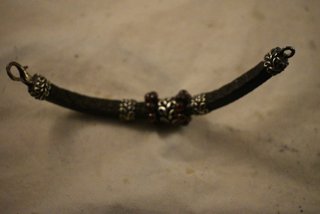 JOYA PULSERA DE CUERO Y PLATA DE PLATA DE PALO