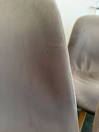 Conjunto 4 sillas tela gris patas madera