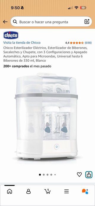 Esterilizador de Biberones Chicco Eléctrico