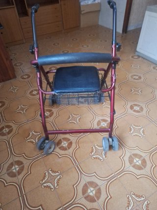 Andador con asiento y cesta