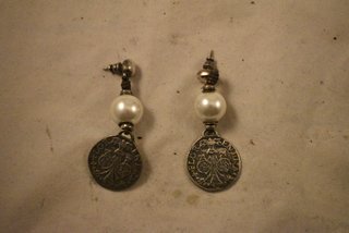 JOYA PENDIENTES LARGOS DE PLATA CON PERLA CENTRAL