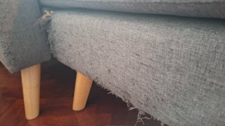 Sofá chaiselongue gris tela