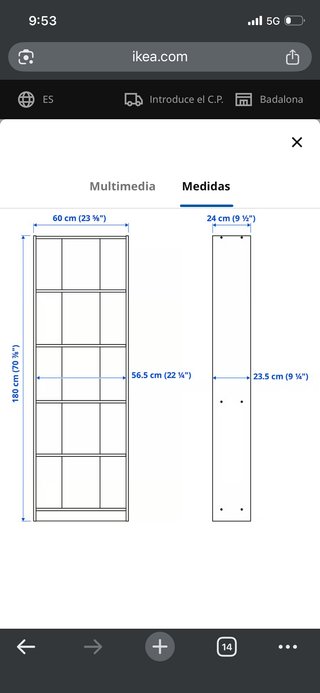Estantería GERSBY IKEA Blanca 60x180 cm