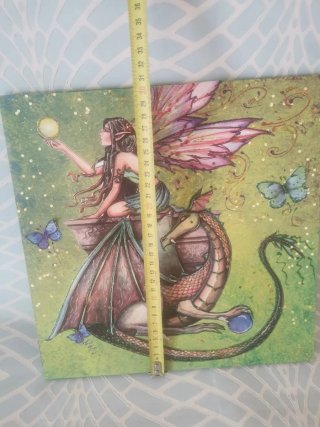 Cuadro hada y dragón hecho a mano
