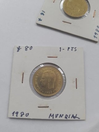 3 Monedas 1 Peseta España 1980