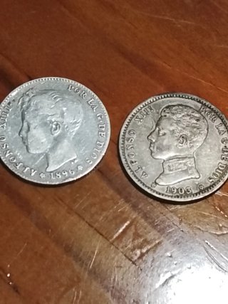 Monedas Alfonso XII 1896 y 1903
