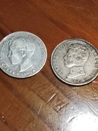 Monedas Alfonso XII 1896 y 1903