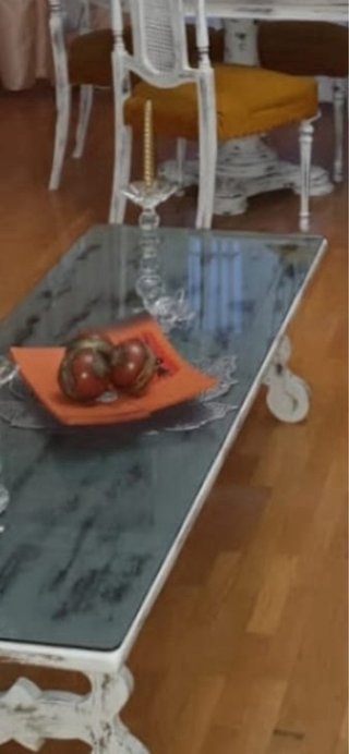 Mesa de centro de cristal y madera