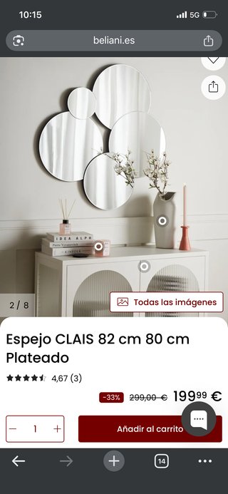 Espejo CLAIS 82 cm Círculos Belianis